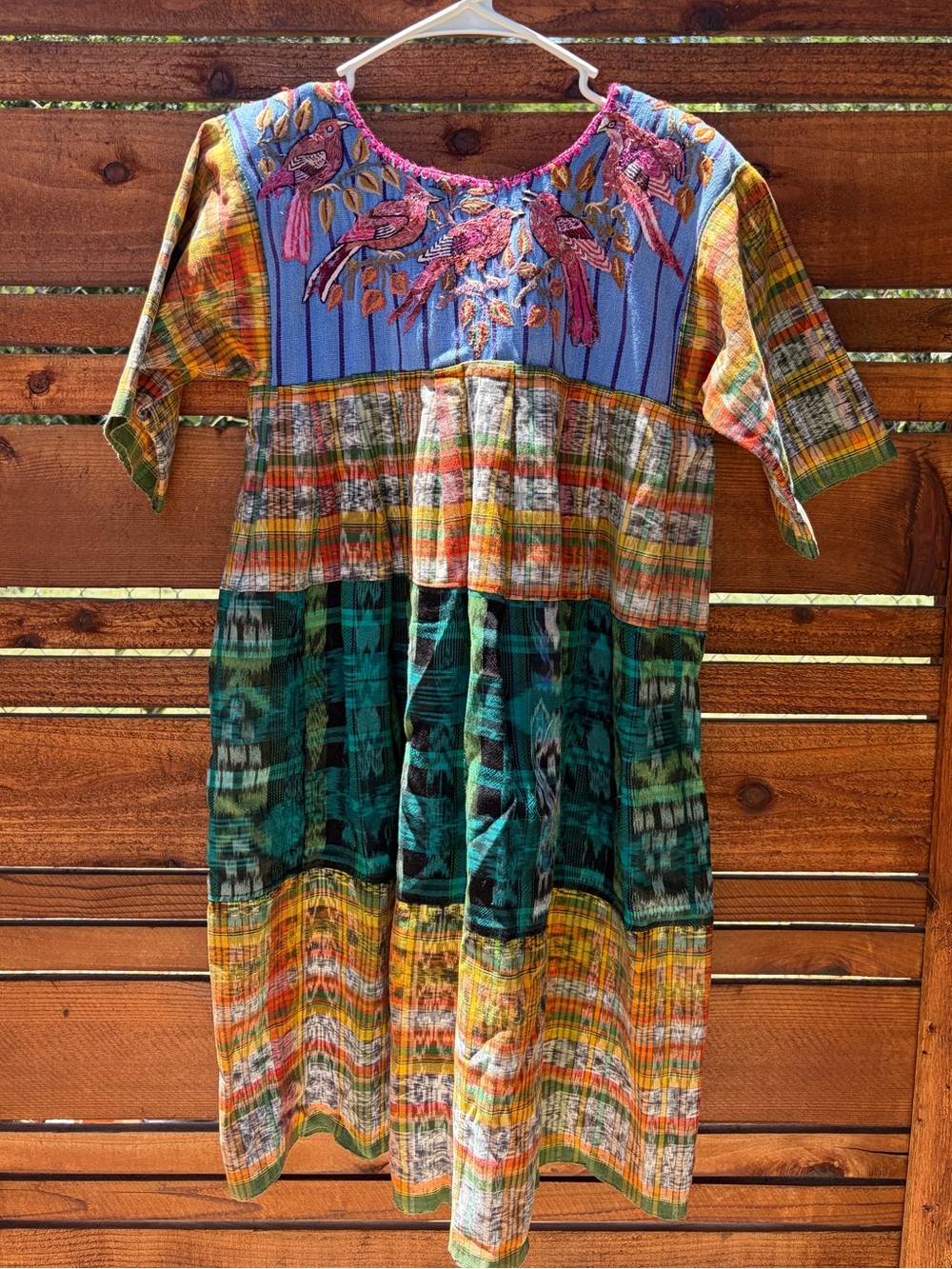 Vintage Hand Embroidered Patchwork Guatemala Dress